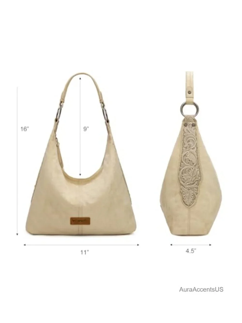 Wrangler Suede Hobo Purse for Women Embossed Soft Slouchy Shoulder Bag